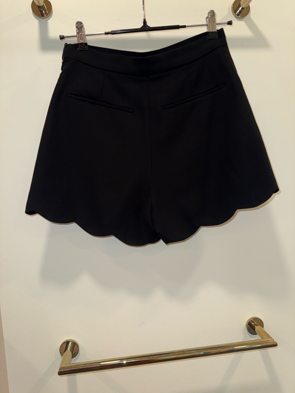 Aritzia Black High-Waist Scallop Hem Shorts